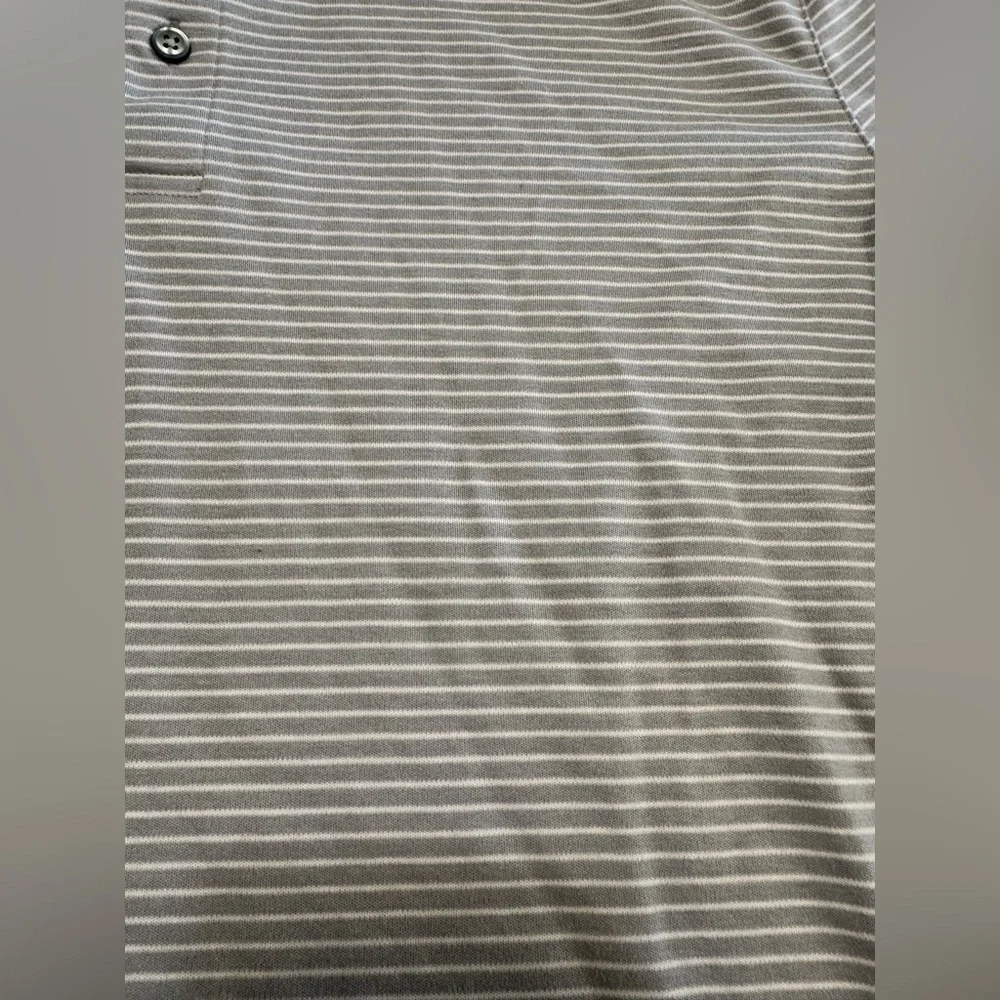 UNTUCKit Men’s Axios Gray & White Striped 100% Cotton Polo Size XLG Comfort - Picture 5 of 7